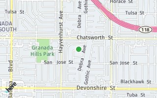Map of 16439 Clymer Street, Granada Hills, CA 91344, USA