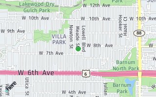 Map of 740 Meade Street, Denver, CO 80204, USA