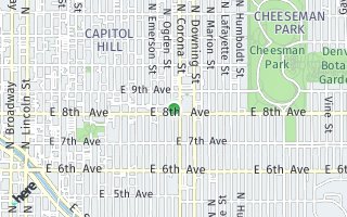 Map of 1029 E. 8th Avenue 1208, Denver, CO 80218, USA