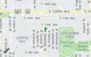 Map of 1250 Downing Street, Denver, CO 80218, USA