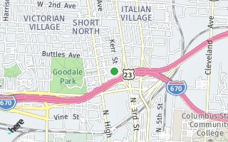 Map of 64  E Russell St., Columbus, OH 43215, USA