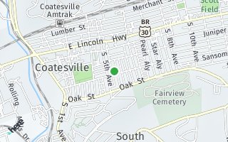 Map of 102 Woodland Avenue, Coatesville, PA 19320, USA