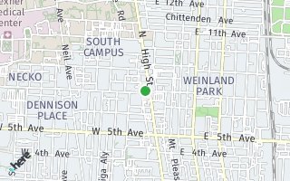 Map of 1371  N High St., Columbus, OH 43201, USA