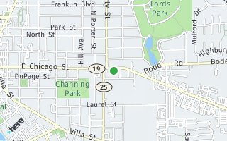 Map of 621 E. Chicago St, Elgin, IL 60120, USA