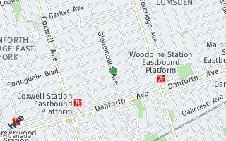 Map of 93 Glebemount Avenue, Toronto, ON M4C 3R7, Canada