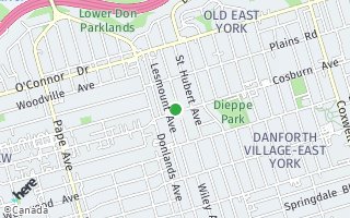 Map of 302 Cosburn Avenue, Toronto, ON M4J 2M6, Canada