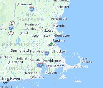 Lage des Taxitarifgebietes Boston