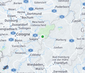 Lage des Taxitarifgebietes Siegen-Wittgenstein