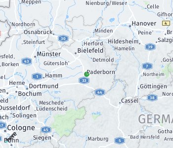 Lage des Taxitarifgebietes Paderborn
